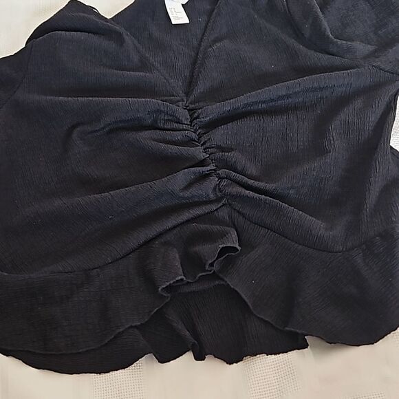 H&M Ruffled Long Sleeves Top Medium Black - Picture 16 of 16